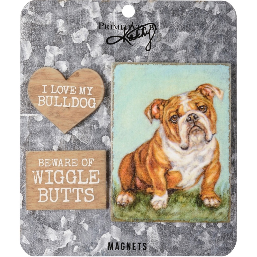 BULLDOG Memo Magnet Set Realistic Artwork Home Office Puppy Dog Lovers Fun Gifts